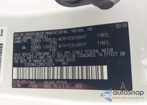 2021 Toyota Sienna Xle from USA, damaged, VIN 5TDYRKEC2MS010054